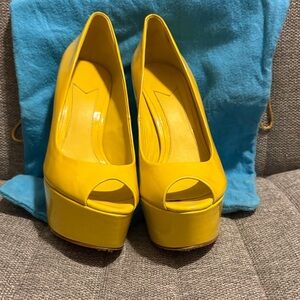 Brian Atwood Vibrant Yellow Platform Heels